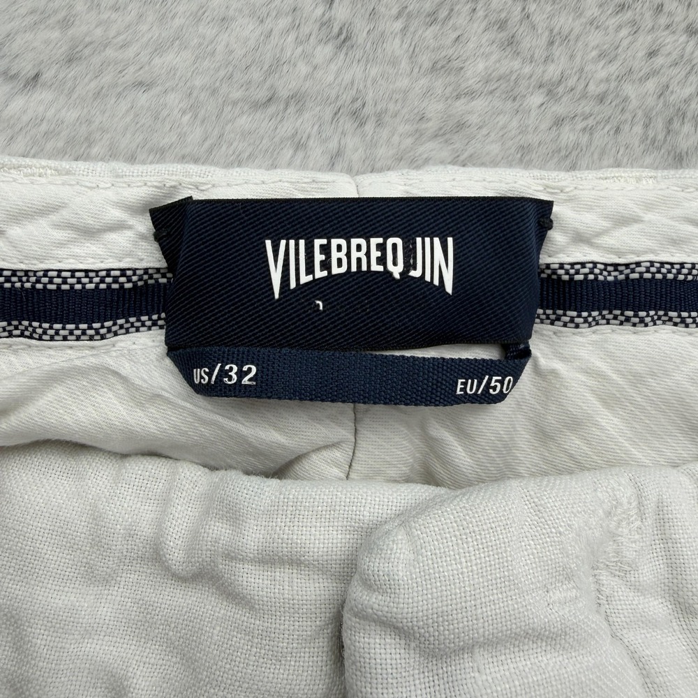 Vilebrequin Shorts Mens 32 White Linen Cotton Bermuda Pockets 11 Inseam Feather - Picture 3 of 11